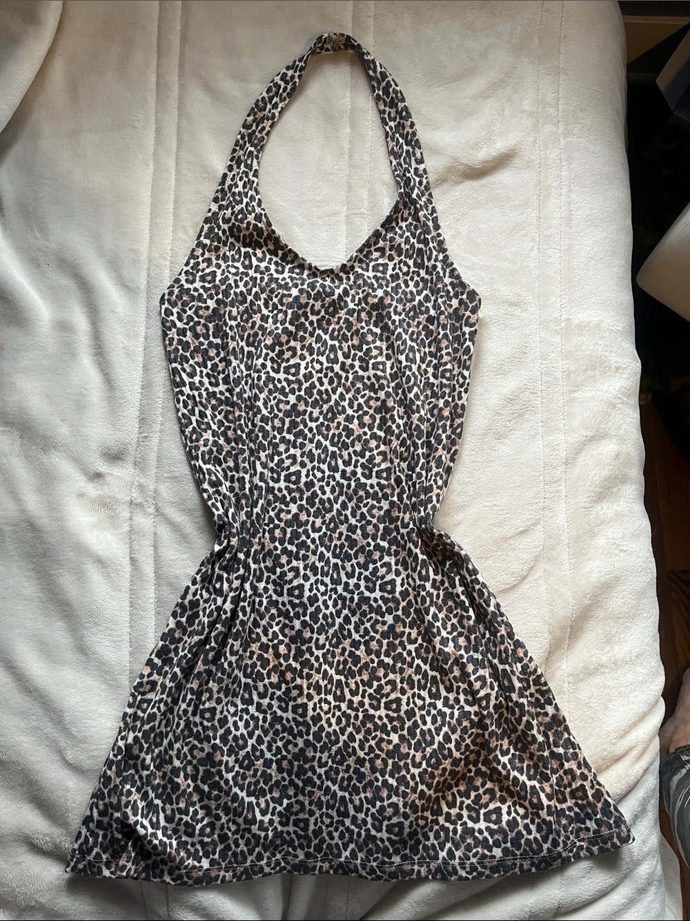 American Eagle Outfitters Leopard Print Halter Mini Dress - Black & Brown